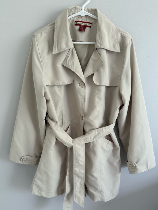 Haband Jackets & Blazers - Tudor Court by Haband Women's Light Beige Short Trench Coat with Belt